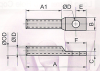 Long Barrel One Hole Copper Lugs